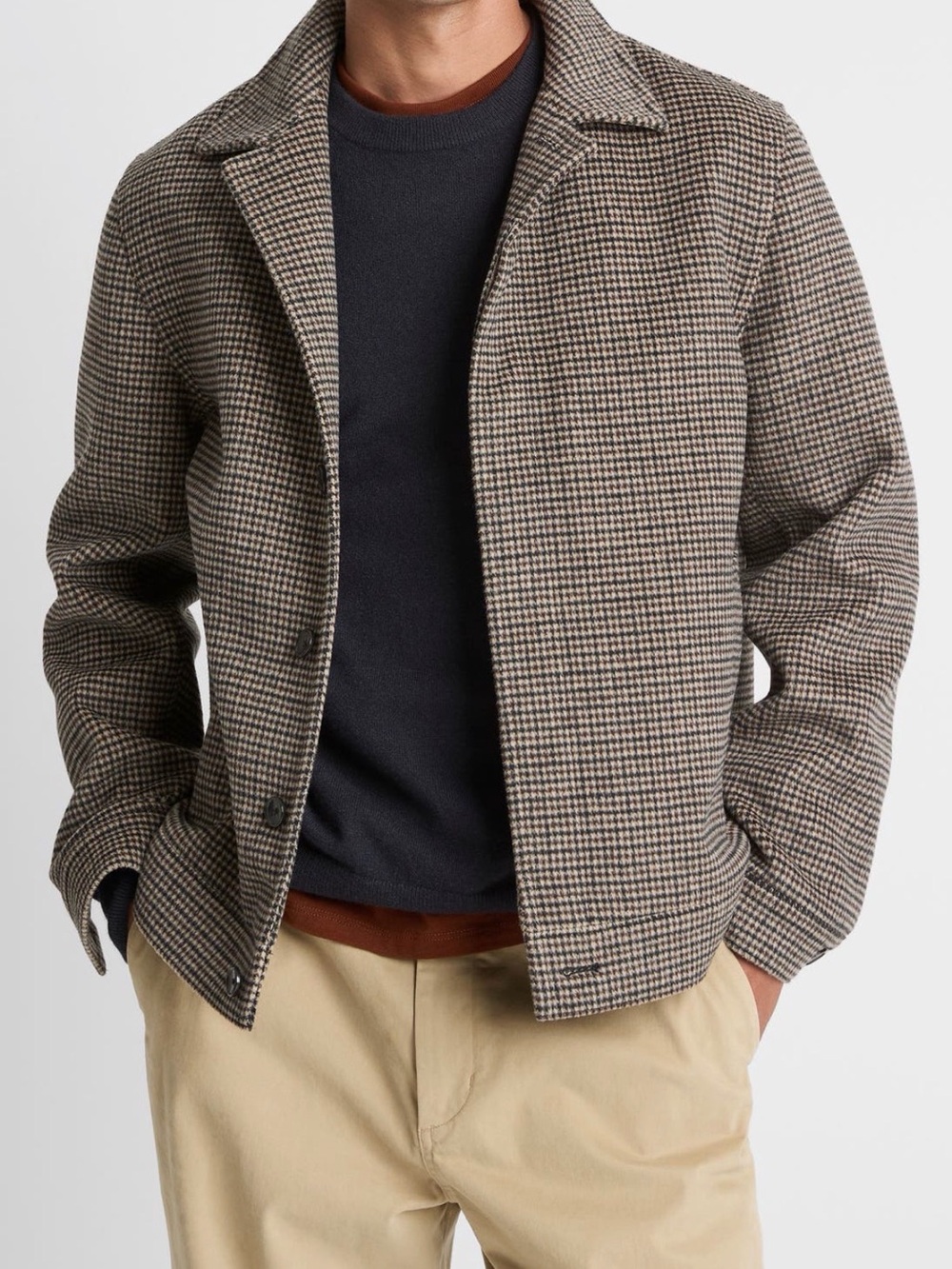 Vince Men's Houndstooth Bomber Jacket - Dark Roast